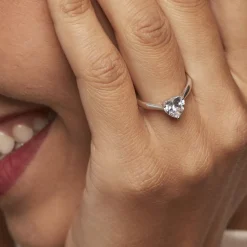 Bague Solitaire Geranium Argent Blanc Oxyde De Zirconium