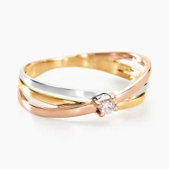 Bague Solitaire Gisla Or Tricolore Diamant