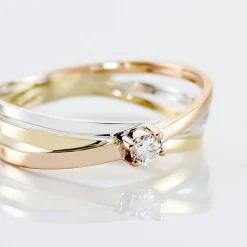 Bague Solitaire Gisla Or Tricolore Diamant