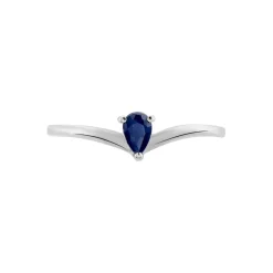 Bague Solitaire Goutte Or Blanc Saphir