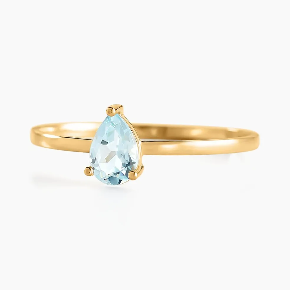 Bague Solitaire Goutte Or Jaune Topaze