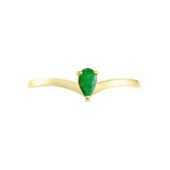 Bague Solitaire Goutte Or Jaune Emeraude
