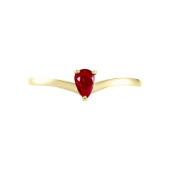 Bague Solitaire Goutte Or Jaune Rubis