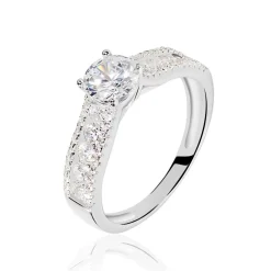 Bague Solitaire Hamane Argent Blanc Oxyde De Zirconium