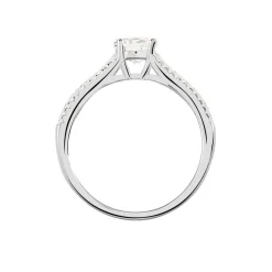 Bague Solitaire Hamane Argent Blanc Oxyde De Zirconium