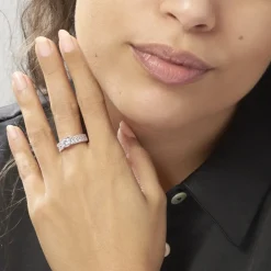 Bague Solitaire Hamane Argent Blanc Oxyde De Zirconium