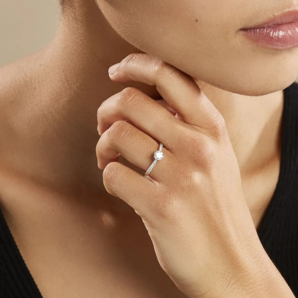 Bague Solitaire Hemera Or Blanc Diamant Synthetique