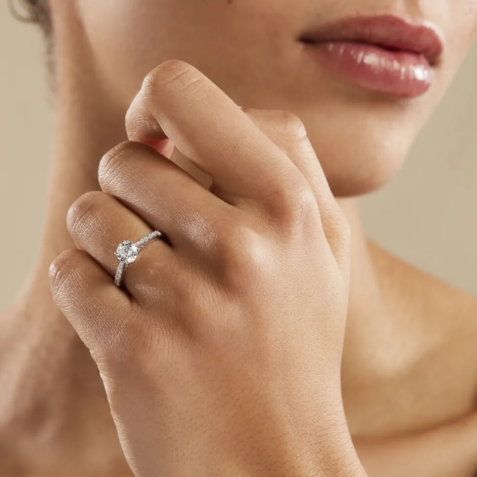 Bague Solitaire Hemera Or Blanc Diamant Synthetique