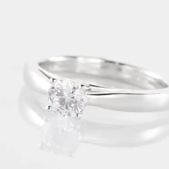 Bague Solitaire Iris Or Blanc Diamant