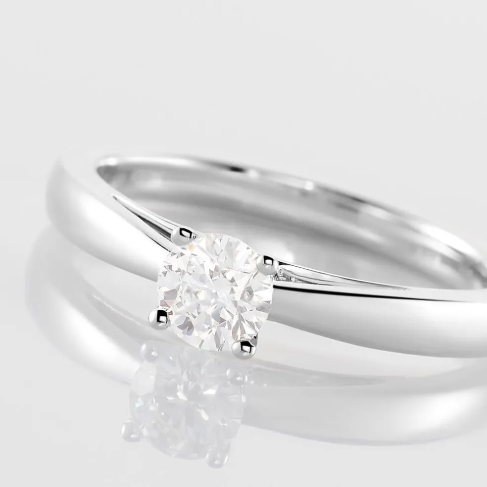 Bague Solitaire Iris Or Blanc Diamant