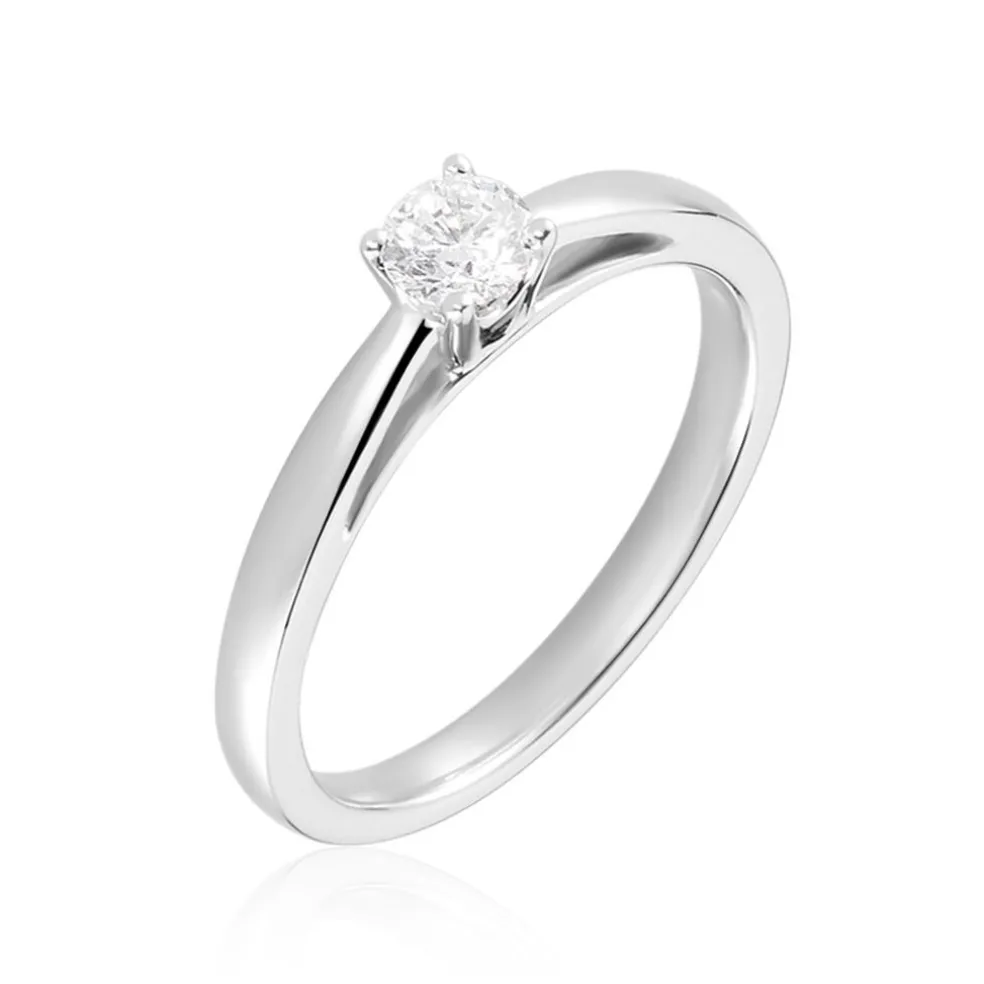 Bague Solitaire Iris Or Blanc Diamant