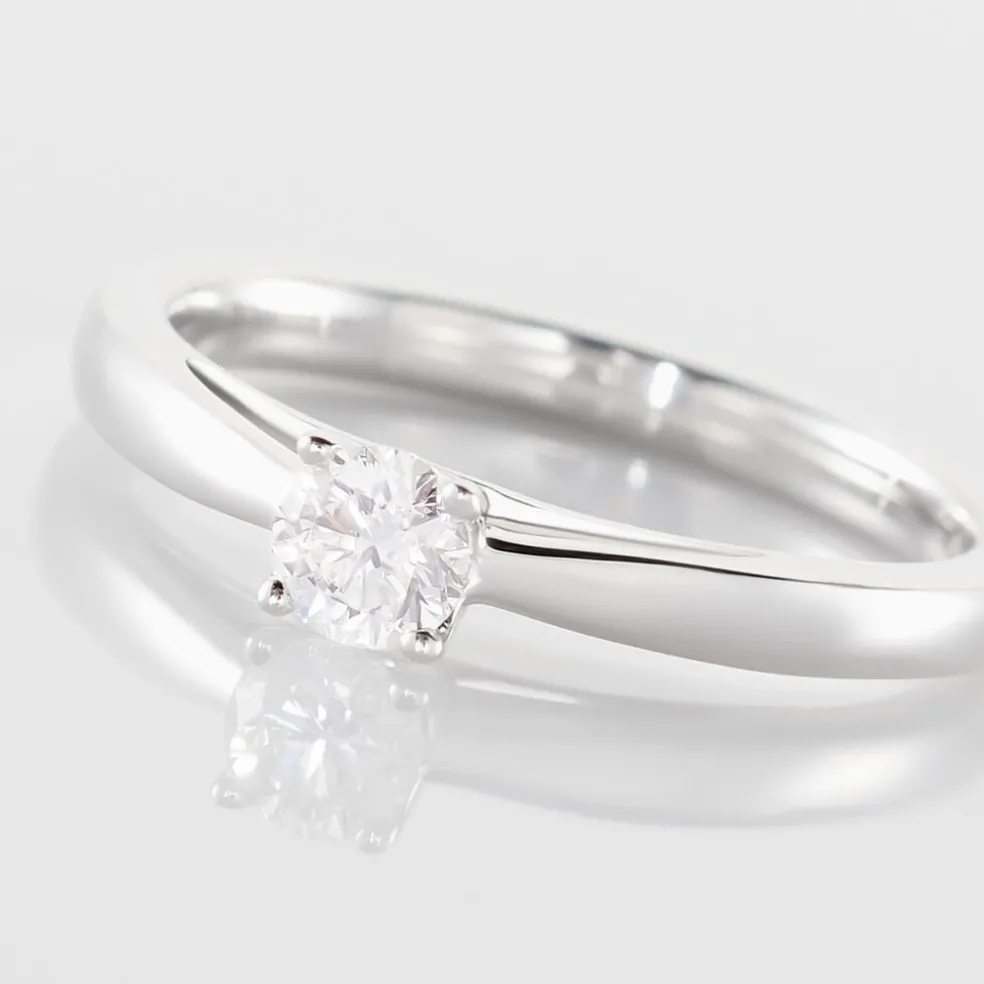 Bague Solitaire Iris Or Blanc Diamant