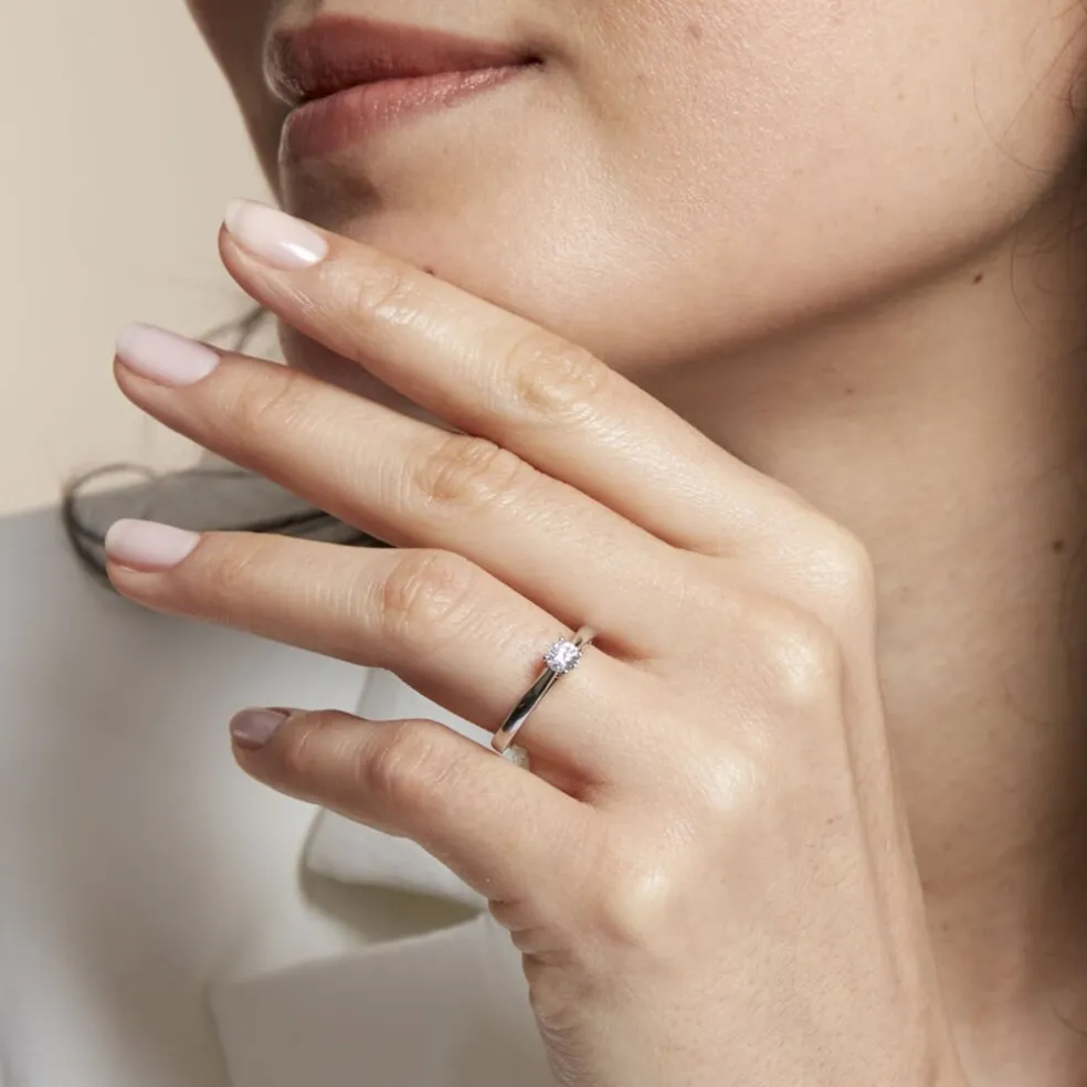 Bague Solitaire Iris Or Blanc Diamant