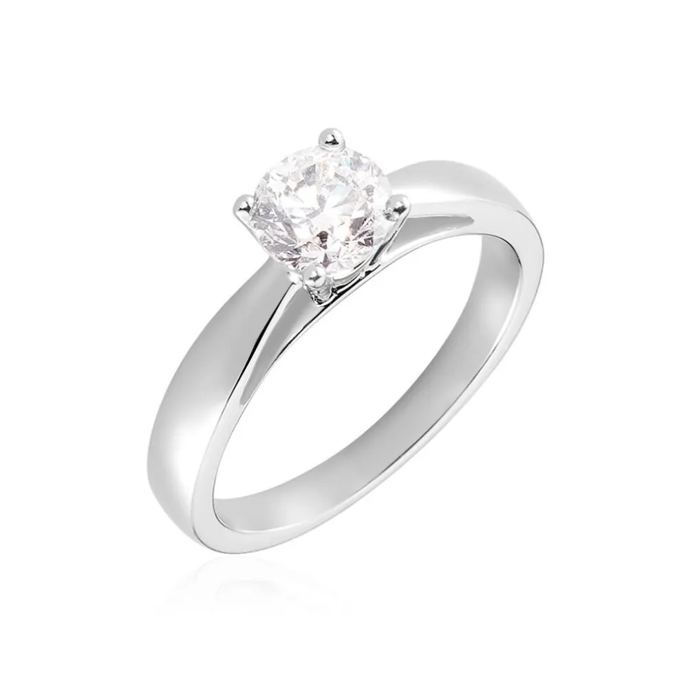 Bague Solitaire Iris Or Blanc Diamant