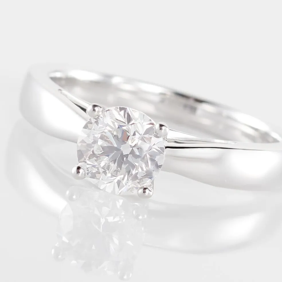 Bague Solitaire Iris Or Blanc Diamant