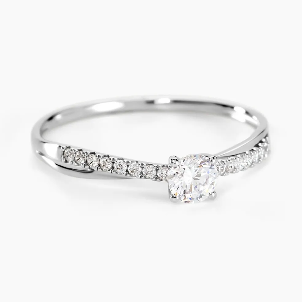 Bague Solitaire Kanel Or Blanc Oxyde De Zirconium