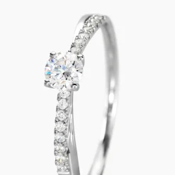 Bague Solitaire Kanel Or Blanc Oxyde De Zirconium