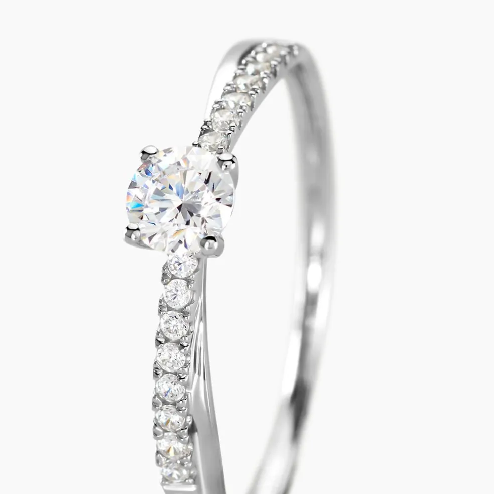 Bague Solitaire Kanel Or Blanc Oxyde De Zirconium