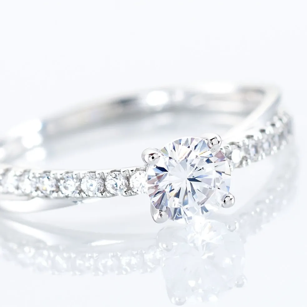 Bague Solitaire Kanel Or Blanc Oxyde De Zirconium