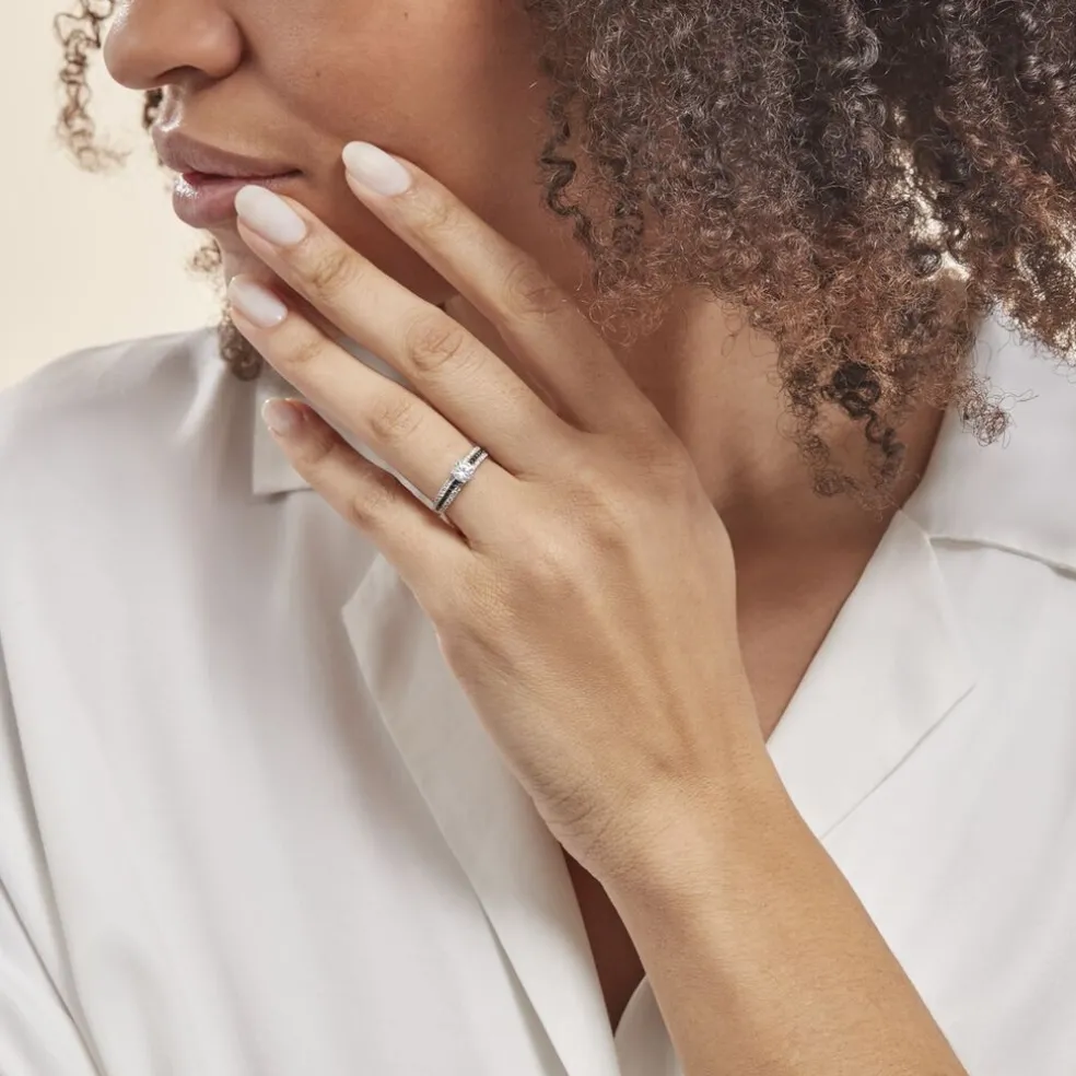 Bague Solitaire Katrina Or Blanc Oxyde De Zirconium