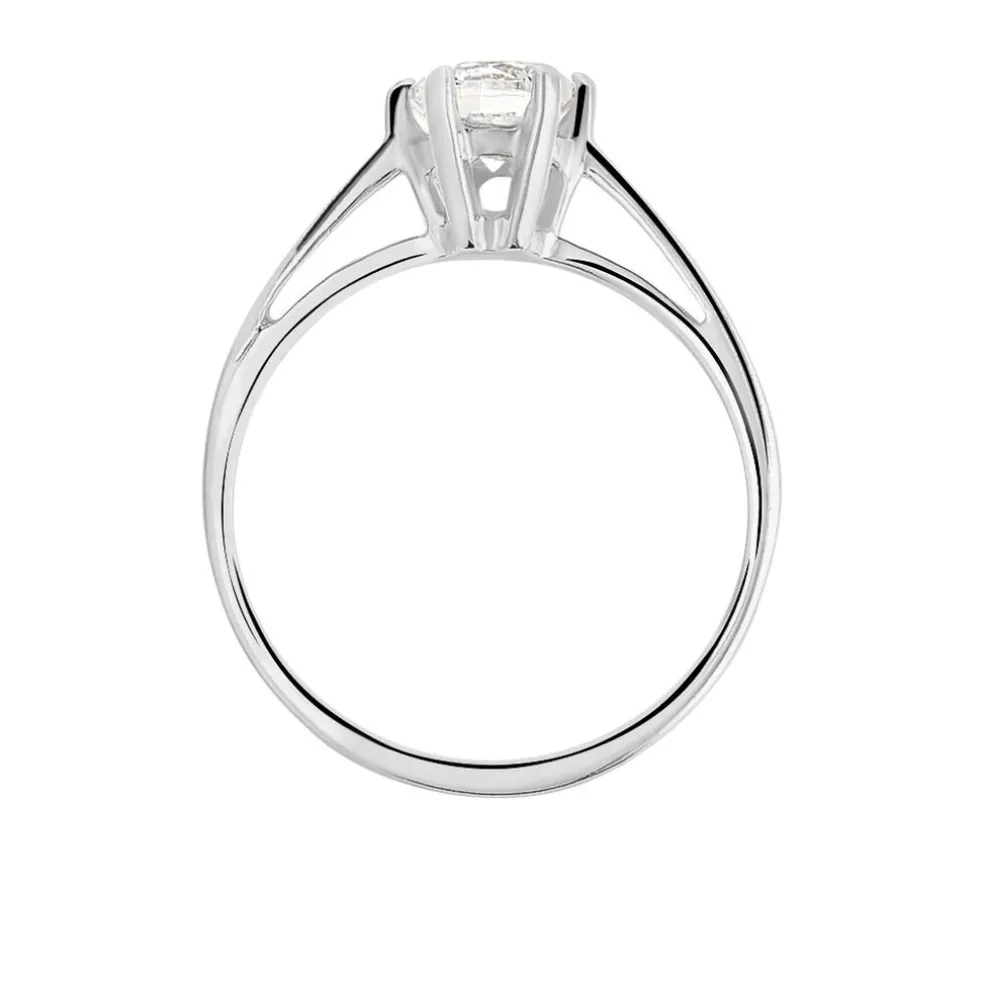 Bague Solitaire Lydia Argent Blanc Oxyde De Zirconium