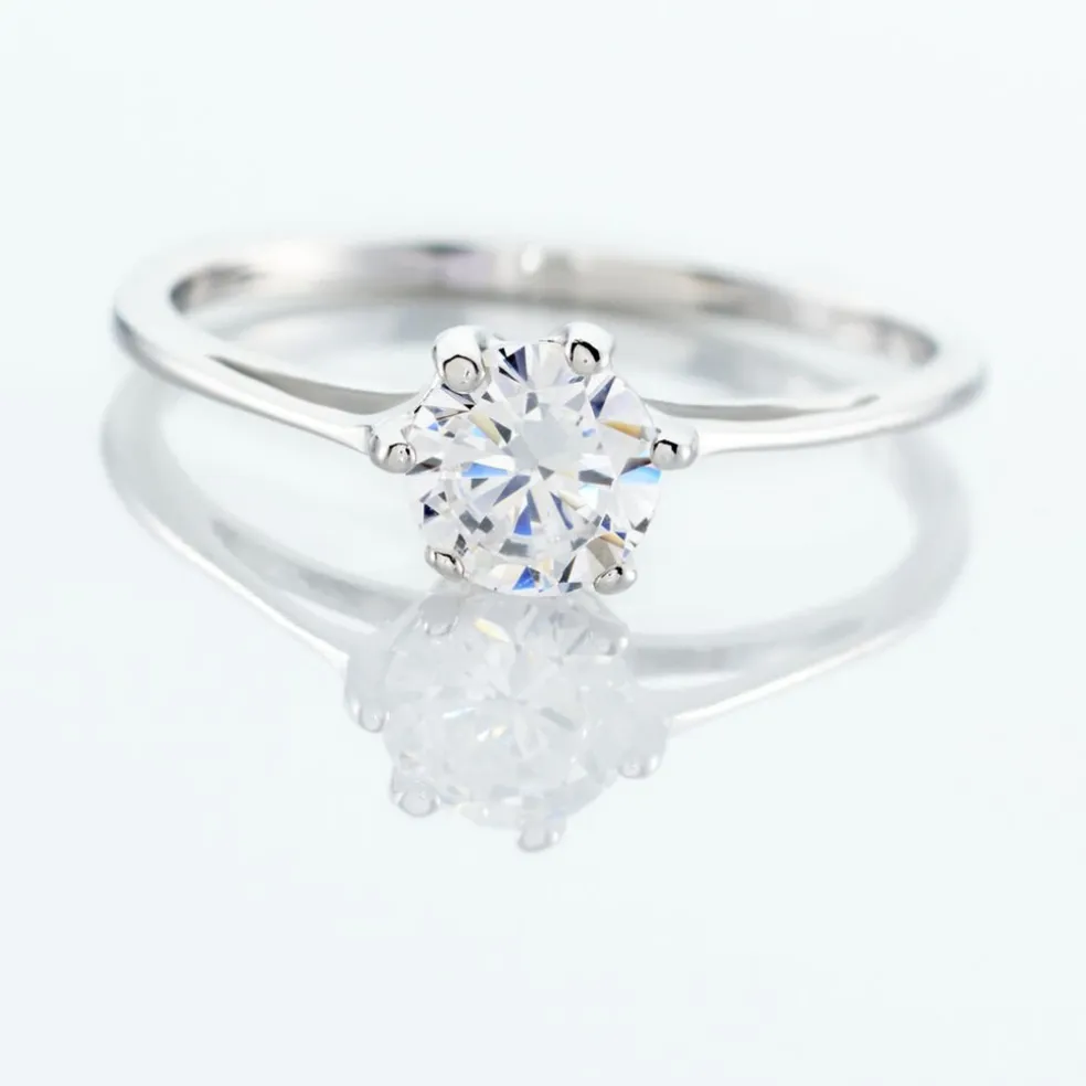 Bague Solitaire Lydia Argent Blanc Oxyde De Zirconium