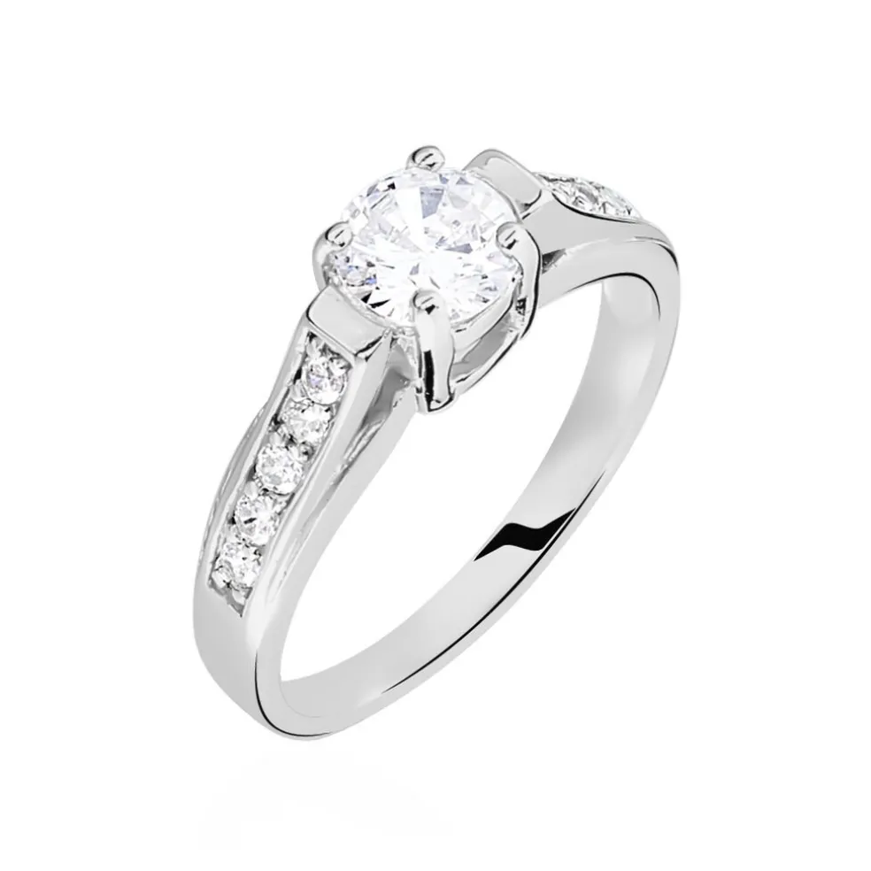 Bague Solitaire Mady Argent Blanc Oxyde De Zirconium