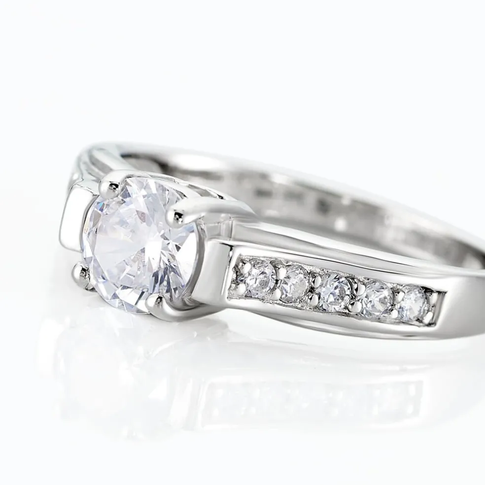 Bague Solitaire Mady Argent Blanc Oxyde De Zirconium