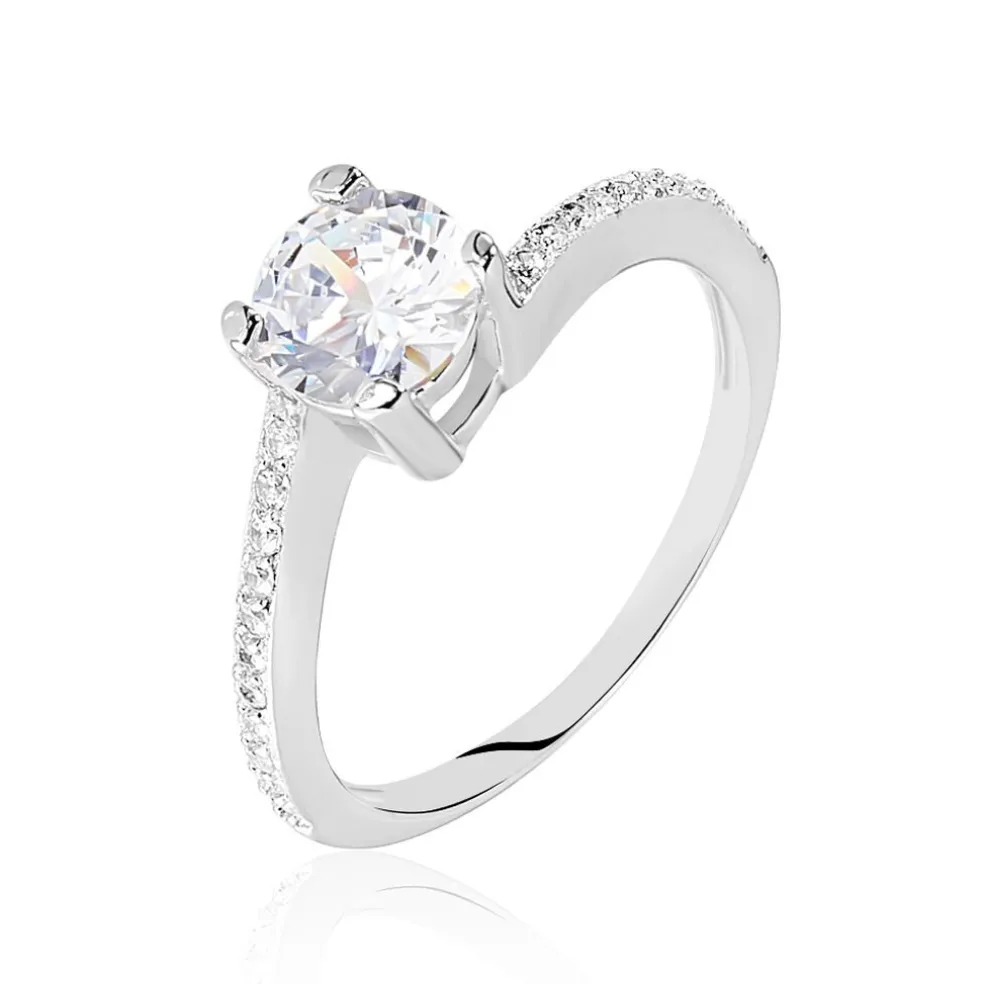 Bague Solitaire Maelane Argent Blanc Oxyde De Zirconium