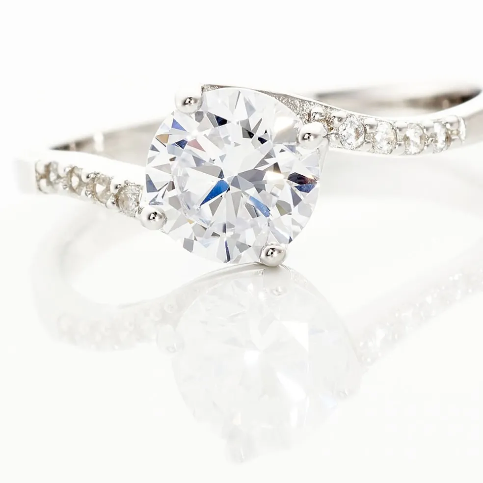 Bague Solitaire Maelane Argent Blanc Oxyde De Zirconium