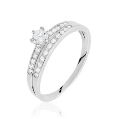 Bague Solitaire Maella Argent Blanc Oxyde De Zirconium