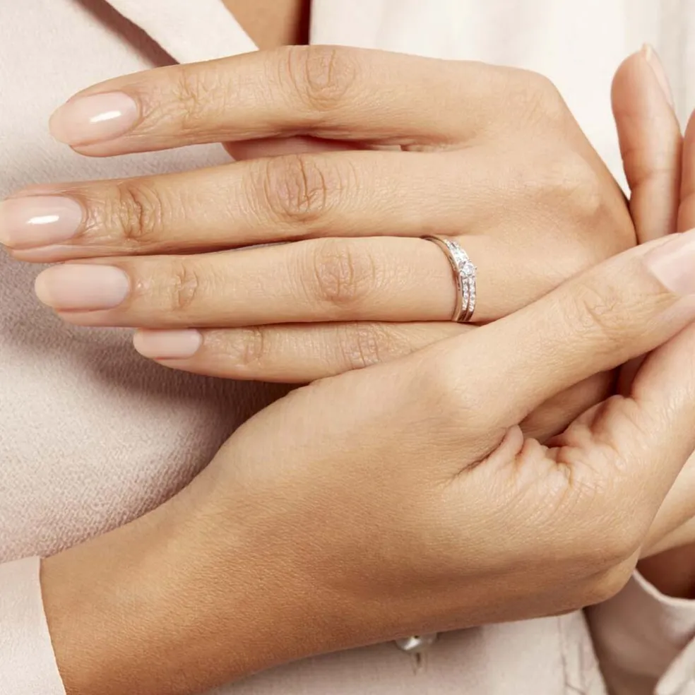 Bague Solitaire Maella Argent Blanc Oxyde De Zirconium