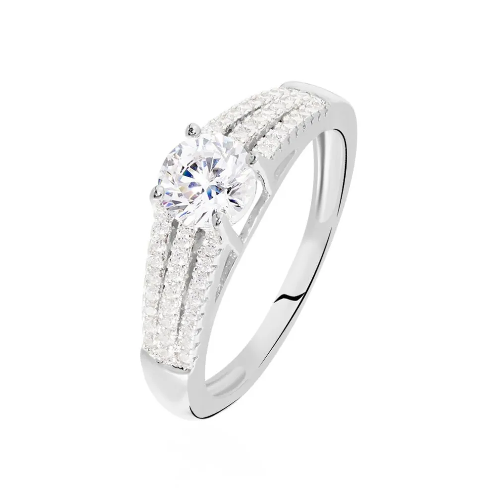 Bague Solitaire Maelline Argent Blanc Oxyde De Zirconium