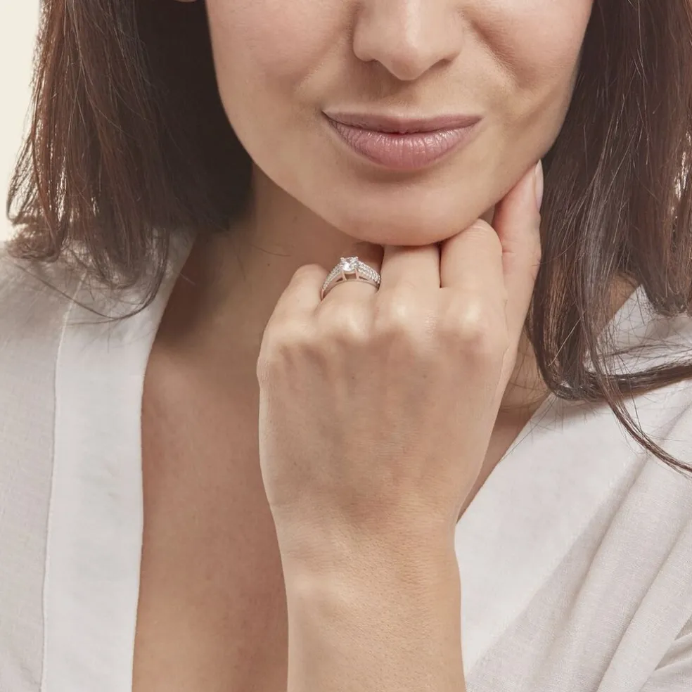 Bague Solitaire Maelline Argent Blanc Oxyde De Zirconium