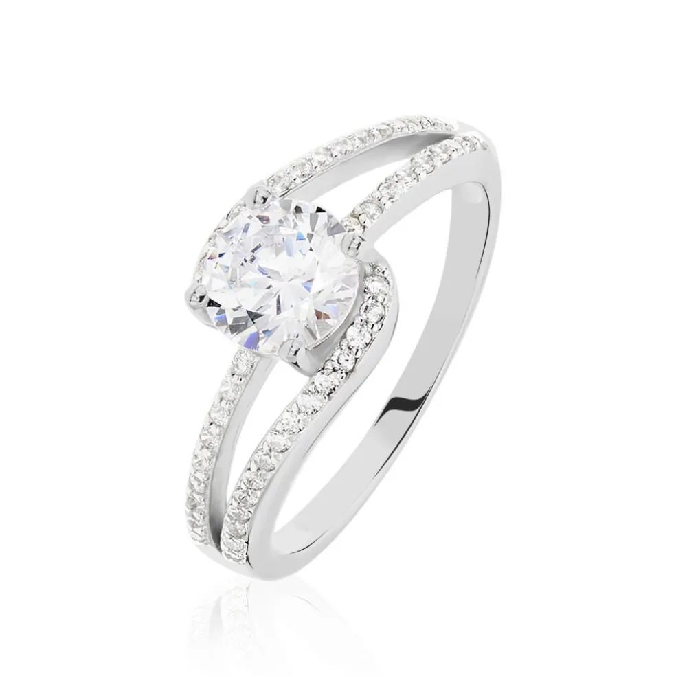Bague Solitaire Maggy Argent Blanc Oxyde De Zirconium