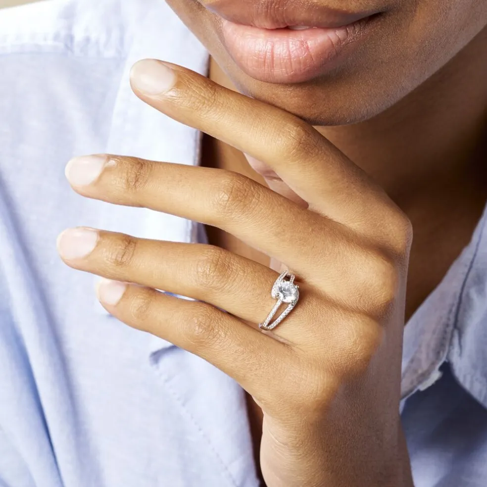 Bague Solitaire Maggy Argent Blanc Oxyde De Zirconium