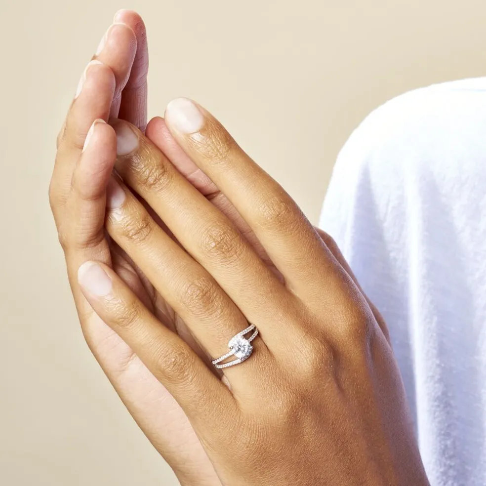 Bague Solitaire Maggy Argent Blanc Oxyde De Zirconium