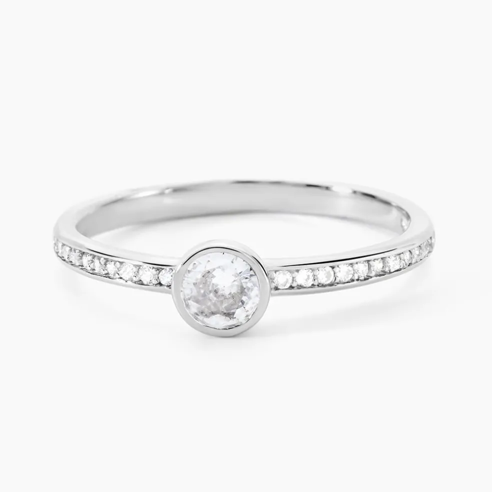 Bague Solitaire Mathylda Argent Blanc Oxyde De Zirconium