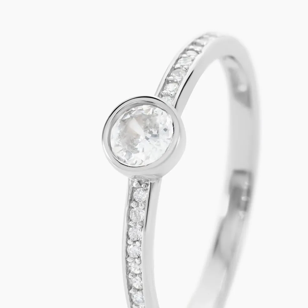 Bague Solitaire Mathylda Argent Blanc Oxyde De Zirconium