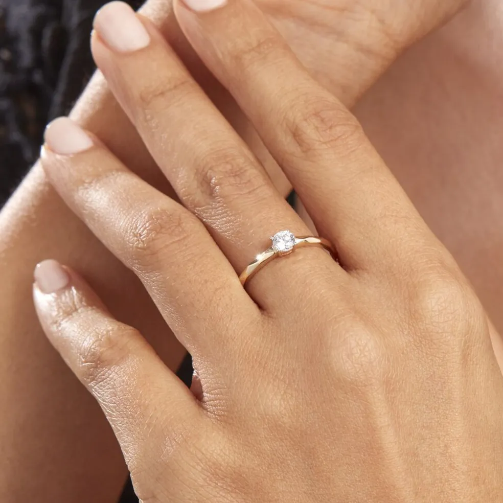 Bague Solitaire Maylis Or Jaune Oxyde De Zirconium