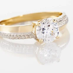 Bague Solitaire Messine Or Jaune Oxyde De Zirconium