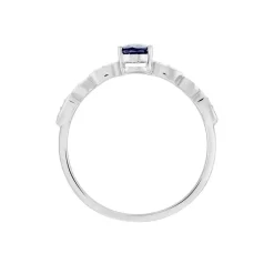 Bague Solitaire Michaela Or Blanc Saphir Et Diamant