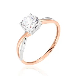 Bague Solitaire Micheline Or Bicolore Oxyde De Zirconium