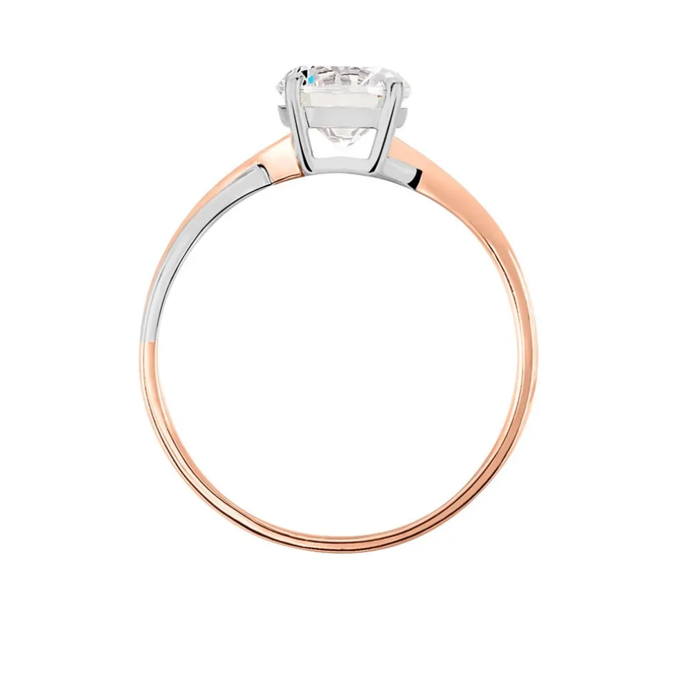 Bague Solitaire Micheline Or Bicolore Oxyde De Zirconium