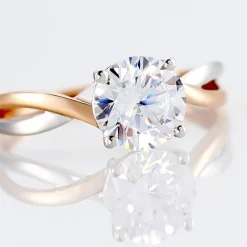 Bague Solitaire Micheline Or Bicolore Oxyde De Zirconium