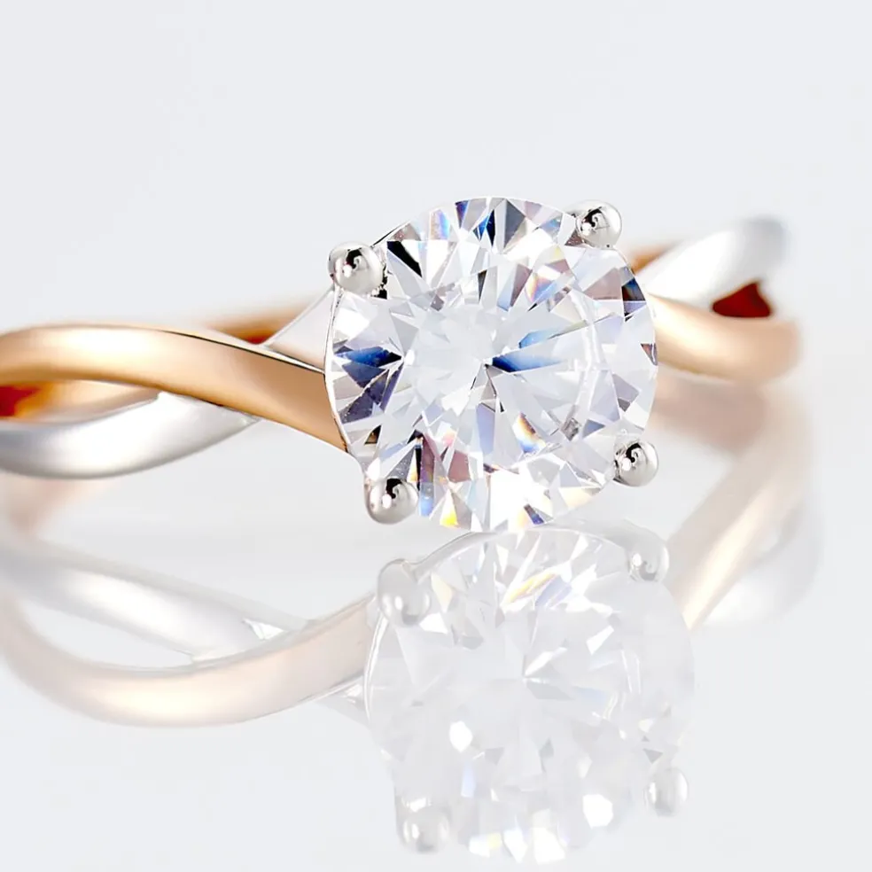 Bague Solitaire Micheline Or Bicolore Oxyde De Zirconium