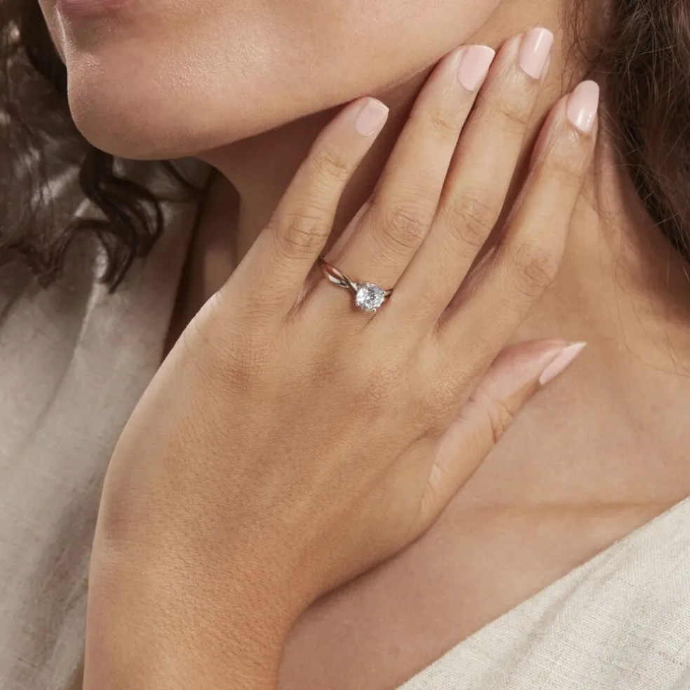 Bague Solitaire Micheline Or Bicolore Oxyde De Zirconium