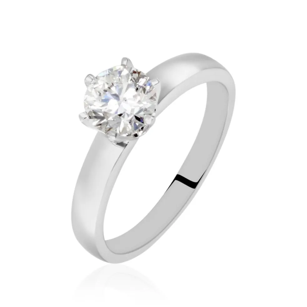 Bague Solitaire Natalia Or Blanc Diamant Synthetique