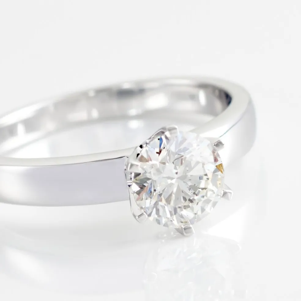 Bague Solitaire Natalia Or Blanc Diamant Synthetique