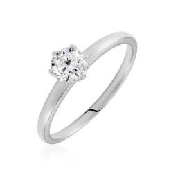 Bague Solitaire Natalia Or Blanc Diamant Synthetique